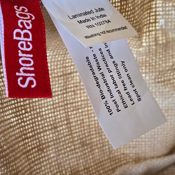 NWT ShoreBags Bodega Bees & Trees Mini Shopping Bag Jute - Picture 2 of 8